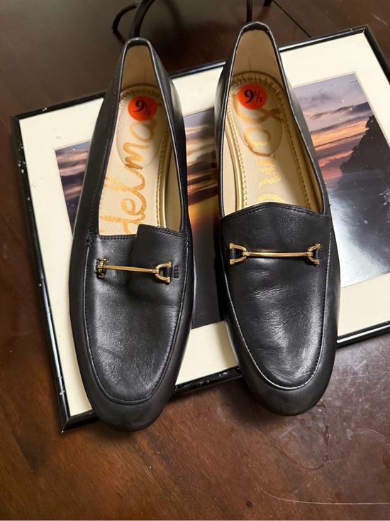 Sam Edelman Shoes - Sam Edelman Black Leather Espadrille-Style Loafers with Gold Accent
